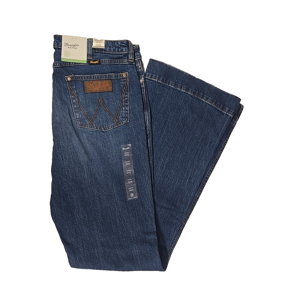 Wrangler Retro Jeans Womens 32 X 36 High Rise Trouser Flared Leg Medium Wash New